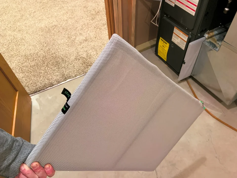 Washable HVAC filter example; follow your own equipment instructions